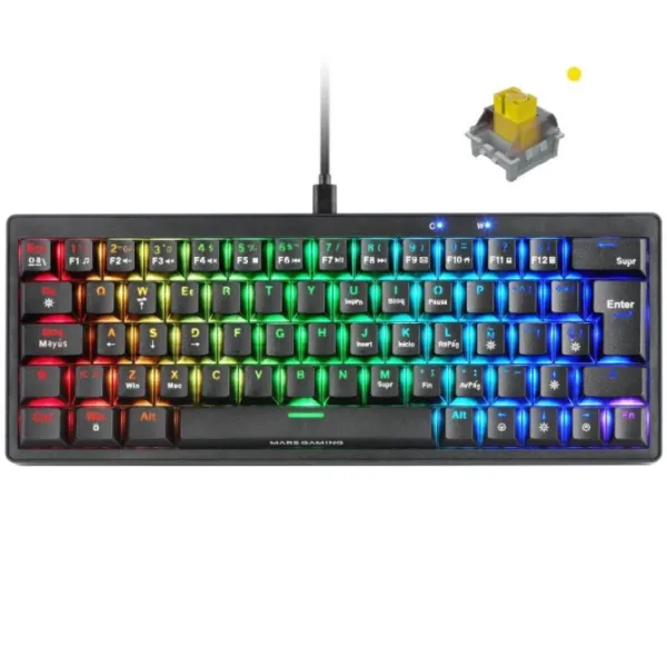 Mars Gaming MKMINIPRO Teclado Mecánico RGB 60% Switch Silencioso Negro