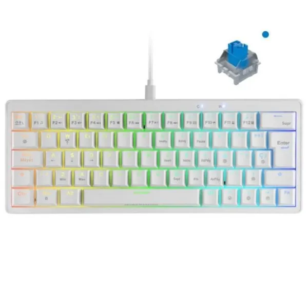 Mars Gaming MKMINIPRO Teclado Mecánico RGB 60% Switch Azul Blanco
