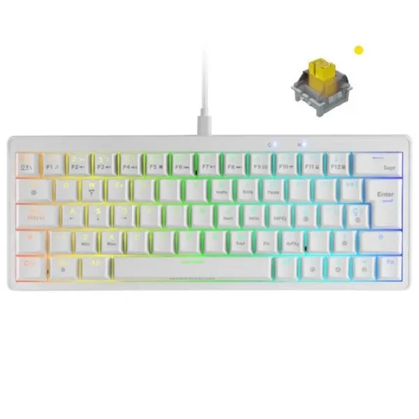 Mars Gaming MKMINIPRO Teclado Mecánico RGB 60% Switch Silencioso Blanco
