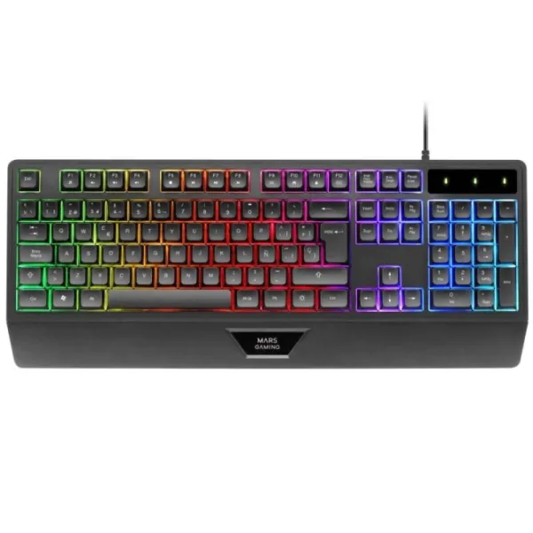 Mars Gaming MK124 Teclado Ergonómico H-Mech FRGB Reposamuñecas Antighosting Español Negro