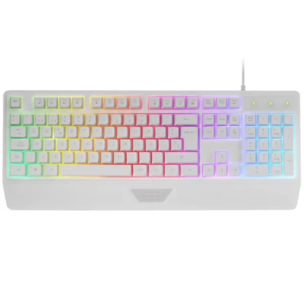 Mars Gaming Mk124 Teclado Ergonómico H-Mech FRGB Reposamuñecas Antighosting Español Blanco