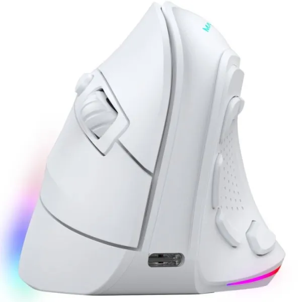 Mars Gaming MM-SK Ratón Gaming Inalámbrico Vertical Ergonómico RGB Chroma 8400DPI Tri-Mode Blanco