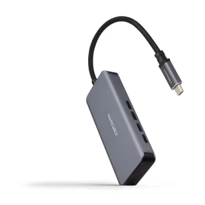 Hub USB Tipo-C Nanocable 10.16.4504/ 4xUSB Tipo-C/ Gris