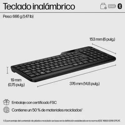 Teclado Inalámbrico HP 475 Dual/ Negro Teclado Inalámbrico HP 475 Dual/ Negro