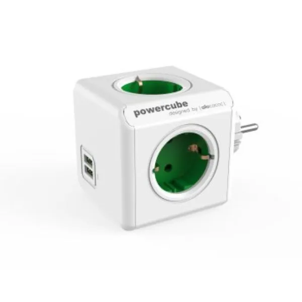 PowerCube Original USB 4 Tomas + 2 USB Verde
