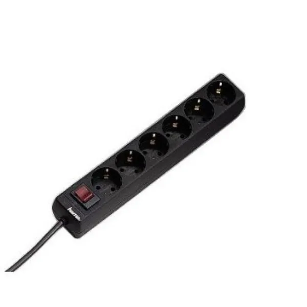 Hama Regleta 6 Tomas Schuko con Interruptor Negra