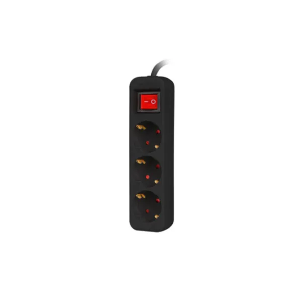 Lanberg Regleta 3 Tomas Schuko con Protección 1.5m Negra