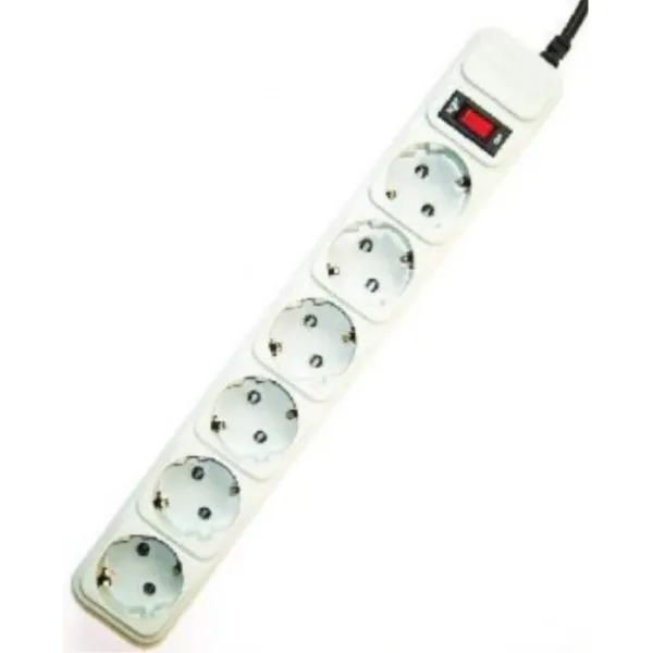Gembird SPG6-B-6C Regleta Protectora de Sobretensión 6 Tomas Schuko con Interruptor 1.8m Blanca