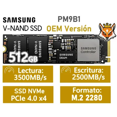 Samsung PM9B1 512GB SSD OEM Version PCIe 4.0 a 3500MB/s Samsung PM9B1 512GB SSD OEM Version PCIe 4.0 a 3500MB/s