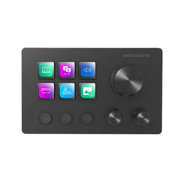Mars Gaming MSD-TWO Control Deck Compacto 6 Teclas LCD Personalizables 3 Ruedas Windows MacOS Negro