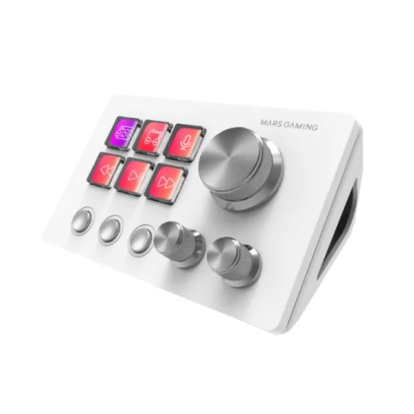 Mars Gaming MSD-TWO Control Deck Compacto 6 Teclas LCD Personalizables 3 Ruedas Windows MacOS Blanco