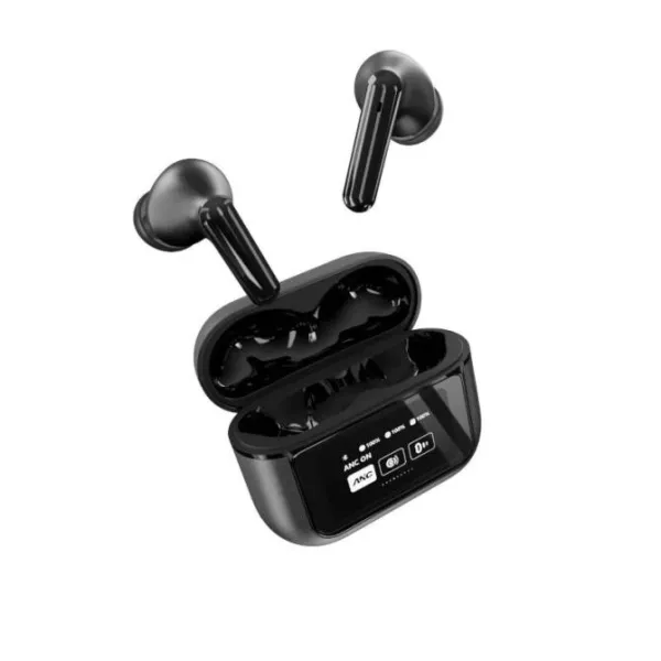 Energy Sistem Display ANC Auriculares True Wireless Bluetooth con Cancelación Activa de Ruido Negros 