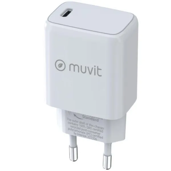 Cargador de Pared Muvit For Change MCACC0038/ 1xUSB Tipo-C/ 25W