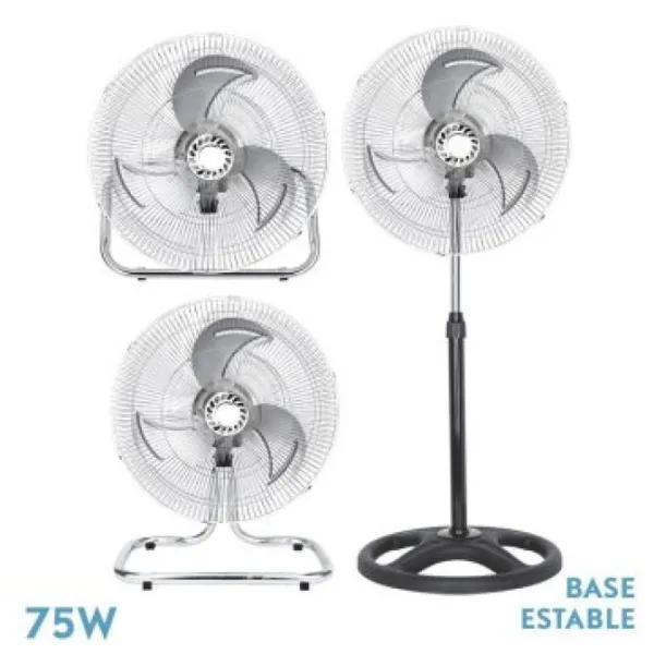 Ventilador 3 En 1 Recio Negro 50 3 Vel. 70w 3 Aspas Aluminio En Plata Oscilante