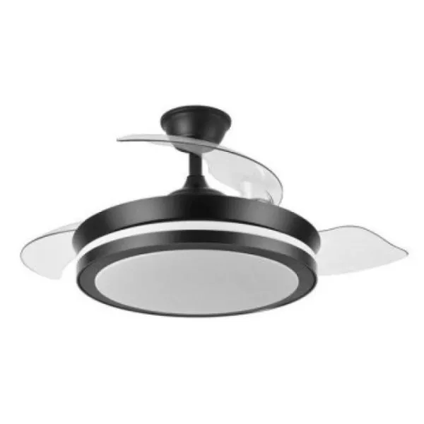 Ventilador Dc Esparta 72w 6120lm Negro 3 Aspas 3 Colores Control Remoto Temporizador Memoria
