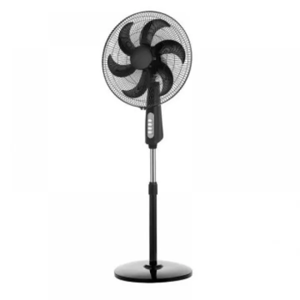 Ventilador De Pie Agudo Negro 3 Velocidades 65w 5 Aspas Oscilante Y Rotatorio Regulable