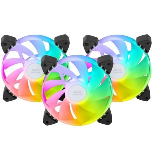 Mars Gaming MF-3AR Reverse ARGB Pack 3x Ventiladores Suplementarios 120mm Doble Conector Negro