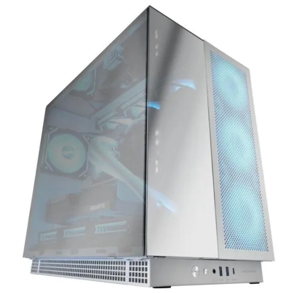 Torre PC Mars Gaming MC-NOVA3 Caja Gaming Custom XXL E-ATX Tripe Cristal Cromado Aluminio USB-C Blan