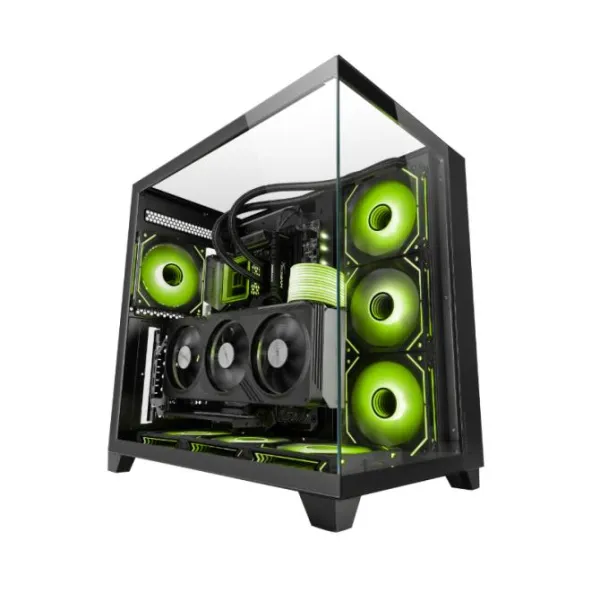 Torre PC Mars Gaming Mc-3c Caja Atx Vista 3d Triple Cristal Templado Diseño Doble Cámara Lateral Ne
