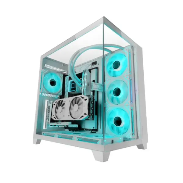 Torre PC Mars Gaming Mc-3c Caja Atx Vista 3d Triple Cristal Templado Diseño Doble Cámara Lateral Bl