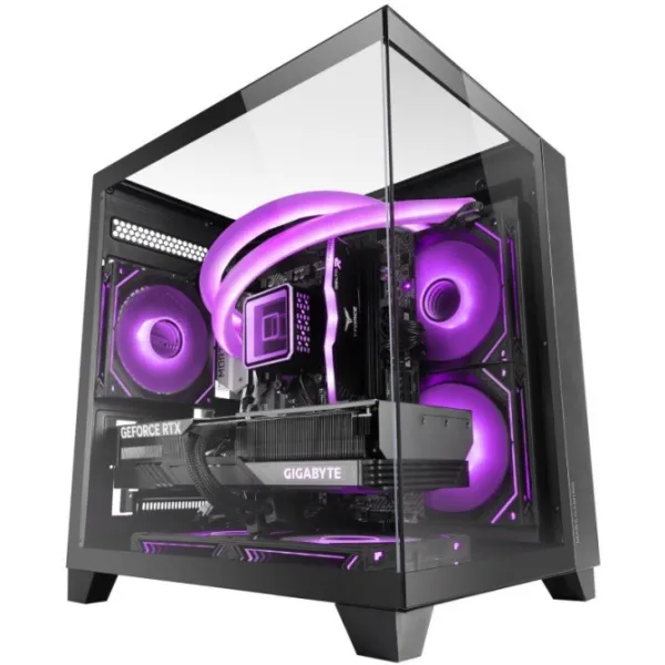 Torre PC Mars Gaming Mc-3cm Caja Microatx Vista 3d Triple Cristal Templado Doble Cámara Lateral Negr