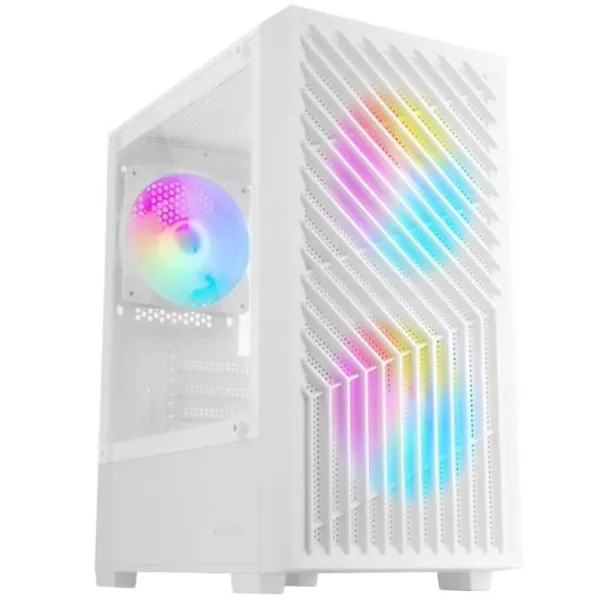 Torre PC Mars Gaming MC-Vortex Caja Gaming Micro ATX Cristal Templado 3x Ventiladores FRGB 12cm Blan