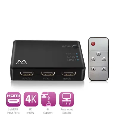 Ewent EW3730 Switch HDMI 3 Puertos + Mando Ewent EW3730 Switch HDMI 3 Puertos + Mando