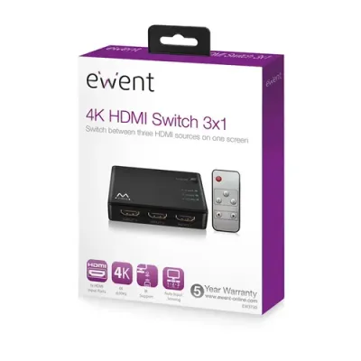 Ewent EW3730 Switch HDMI 3 Puertos + Mando Ewent EW3730 Switch HDMI 3 Puertos + Mando