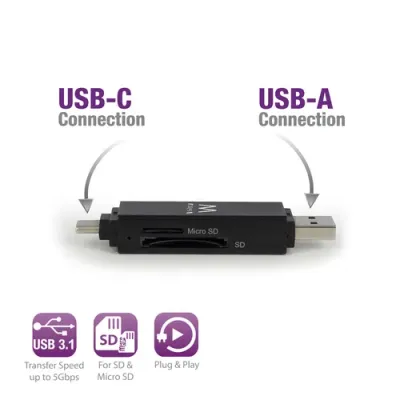 Ewent EW1075 Lector de Tarjetas USB 3.0/Tipo-C