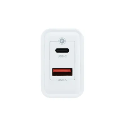 Coolbox Cargador GaN de Pared 1x USB-C + 1x USB-A 45w Blanco