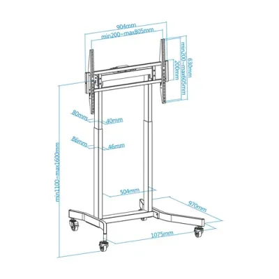 Tooq soporte suelo ruedas eléctrico lux 55"-100" Tooq soporte suelo ruedas eléctrico lux 55"-100"