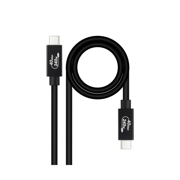 Cable USB 4.0 Nanocable 10.01.5001/ USB Tipo-C Macho - USB Tipo-C Macho/ Hasta 240W/ 40Gbps/ 1m/ Negro