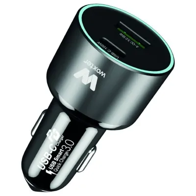 Woxter Cargador Rápido para Coche 2 Puertos USB-C + USB-A 100W Woxter Cargador Rápido para Coche 2 Puertos USB-C + USB-A 100W