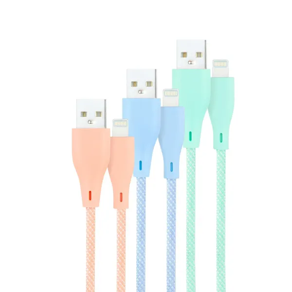Nanocable Pack 3 Cables Mallados USB 2.0 a Lightning Macho/Macho 1m Rosa/Azul/Verde
