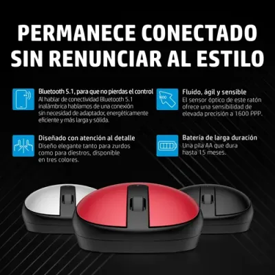 Ratón Inalámbrico por Bluetooth HP 240/ Hasta 1600 DPI/ Blanco Ratón Inalámbrico por Bluetooth HP 240/ Hasta 1600 DPI/ Blanco