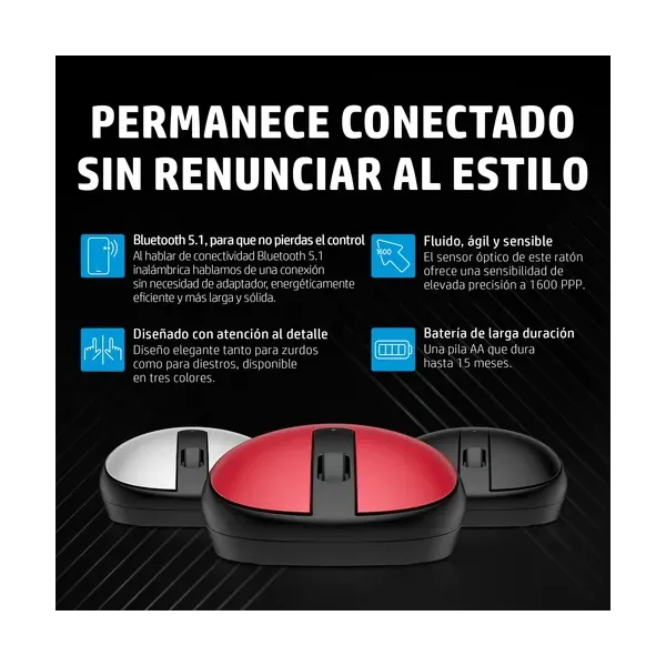 Ratón Inalámbrico por Bluetooth HP 240/ Hasta 1600 DPI/ Blanco Lunar