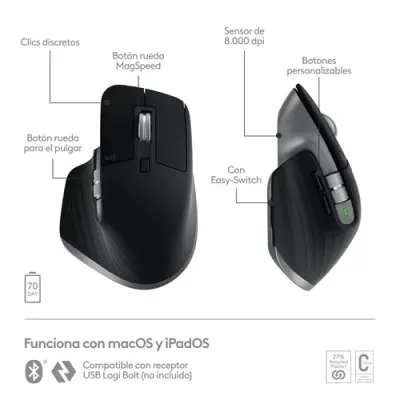 Logitech MX Master 3S para Mac, Apple, iPad, Funciona sobre
