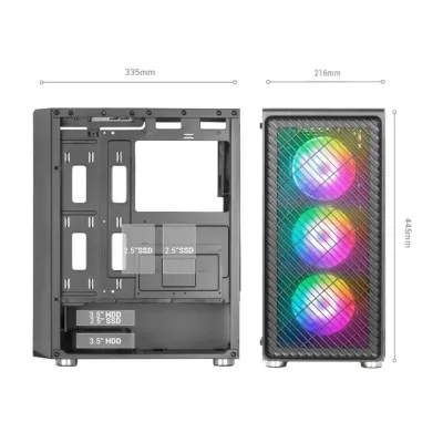 Mars Gaming MC-F ARGB Semi Tower Cristal Templado USB 3.2 Negra Mars Gaming MC-F ARGB Semi Tower Cristal Templado USB 3.2 Negra