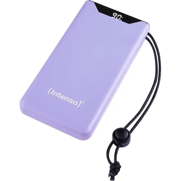 Intenso Powerbank F10000 Lila - Batería Externa 10000 mAh carga rápida, USB-C a 20W y USB-A a 15W 