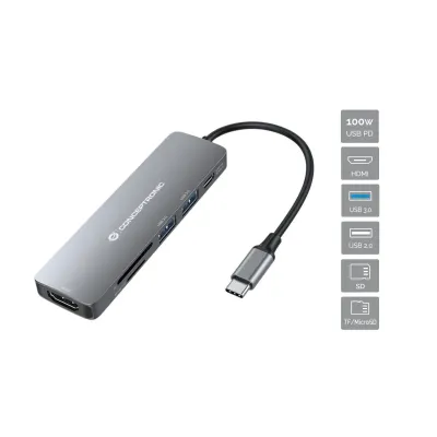 Conceptronic Adaptador USB Multifuncional 6-en-1 USB 3.0 60W Conceptronic Adaptador USB Multifuncional 6-en-1 USB 3.0 60W