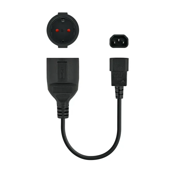 Nanocable Cable Adaptador C14 a CEE7 Macho/Hembra 25cm 