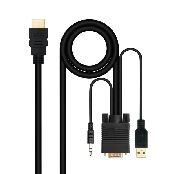 Nanocable Cable Conversor HDMI a VGA+Audio+USB 1.8 m Negro 