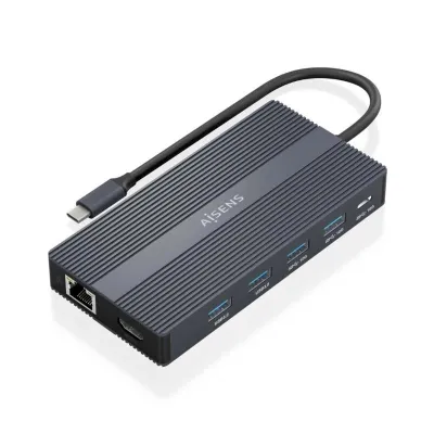 Docking USB Tipo-C Aisens ASUC-12P017-GR/ 2xHDMI/ 4xUSB/ 1xUSB