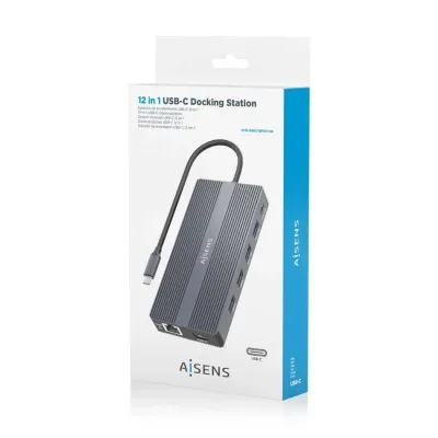 Docking USB Tipo-C Aisens ASUC-12P017-GR/ 2xHDMI/ 4xUSB/ 1xUSB