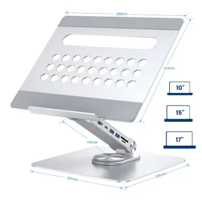 Ewent EW1269 Soporte para Portátil de Aluminio Multipuerto HDMI