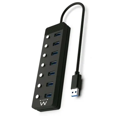 Ewent hub usb-usb-c 7 ptos interruptor c/alimen.