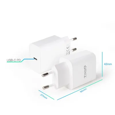 Cargador de Pared TooQ TQWC-PDUSBC20W/ 1xUSB Tipo-C/ 20W