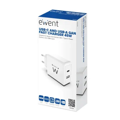 Ewent EW1328 Cargador USB-C Quick Charge 45W Blanco