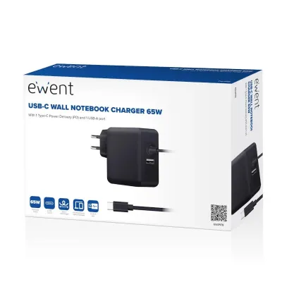 Ewent cargador usb-cpd 65w + puerto usb-a
