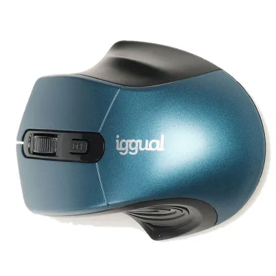 Iggual Ratón inalámbrico Ergonómico 1600 DPI, 4 botones, azul